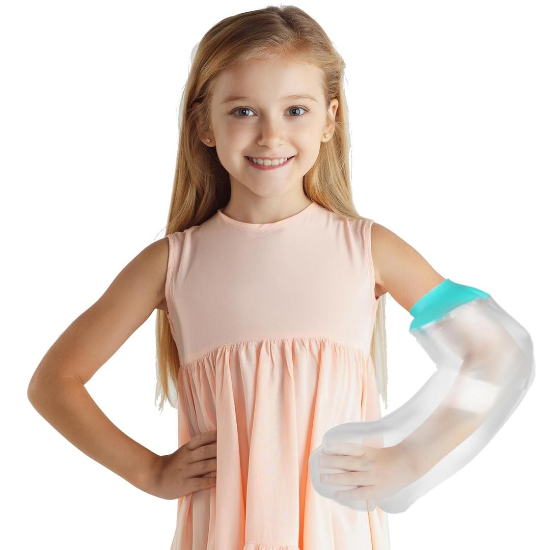 Waterproof Cast Covers for Shower Arm Kids, Water Proof Plastic Sleeves to Cover Arms After Surgery/Wound/Fracture/Bandage/Broken Hand/Finger, Sleeve Protector Bag Kid/Toddler Showering Child in Bath M