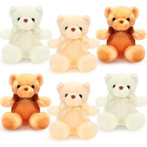 HyDren 6 Pcs Bear Stuffed Animal Soft Bear for Kids Toys Gift Baby Shower Decoration(Short Plush,Dark Brown, Brown, Beige)