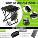 CAMDOOR Portable Collapsible Stool, 16Folding Stool with 3 Side Pockets and Shoulder Strap, Extra Large Camping Chair Supports 400 lbs, Ultralight Portable Seat for Outdoor, Hiking, Fishing (Black)