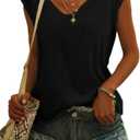 Langwyqu Womens' Cap Sleeve Casual Loose Fit Basic Shirts Tank Tops (Medium, 00- Black)