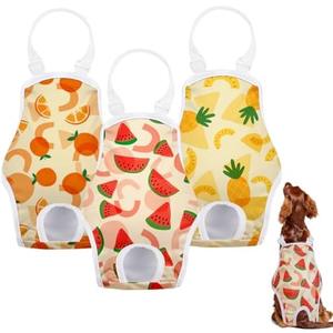 Docuwee 3 Pack Washable Dog Diapers Female Sanitary Panties with Adjustable Suspender, Reusable Puppy Period Panties, Super Absorbent Doggie Diapers for Small Medium Large Dogs in Heat M