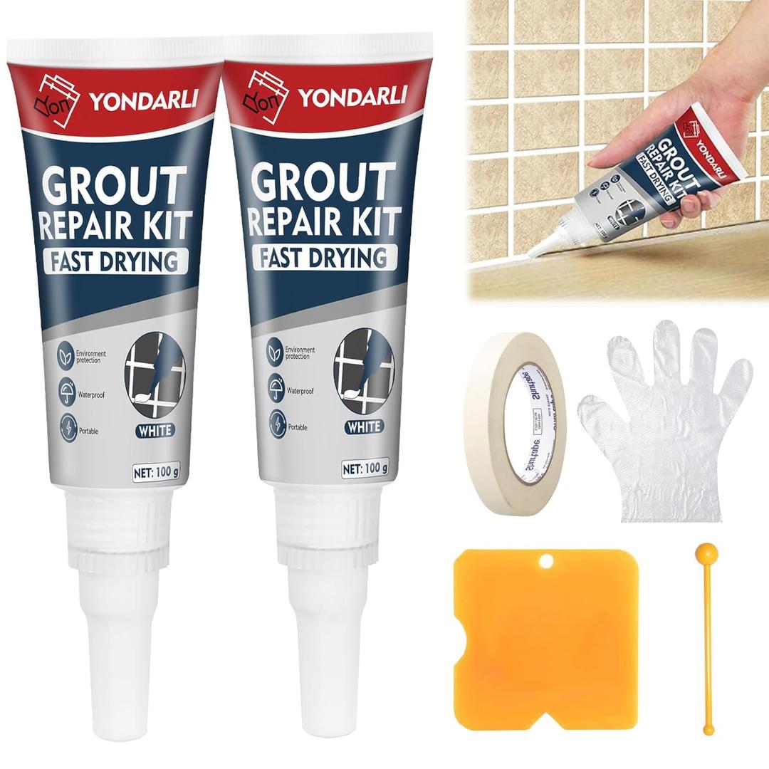 Tile Grout, 2 Pack White Grout Filler Tube, Grout Sealer for Bathroom, Shower, Kitchen, Floor Tile, Fast Drying Grout Pen Paint, Grout Repair Kit Restore and Tile Joints Line, Gaps