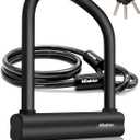 NDakter Bike Locks Heavy Duty Anti Theft, Bicycle U Lock for Ebike, 18mm Shackle, 6FT Steel Security Cable with 3 Keys for Electric Escooter, Motorcycle, Moped, Dirt-Bike, Tri-Bike Wheel Lock Sturdy