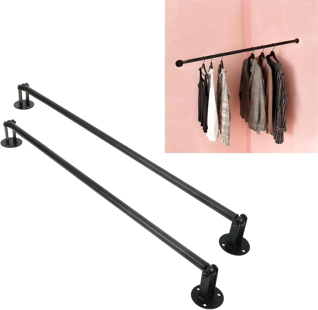2 Pack 34 Inch Corner Garment Rod, Wardrobe Assistant Corner Angle Adjustable Wall Mounted Clothes Rack for Organizing and Displaying Everyday Attire or Seasonal Clothing