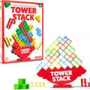 Tower Stack By Relatable, Exciting Tower Game for Kids & Adults Family Game Night, Fun Stacking and Building Toys, Includes 36 Cards, 24 Blocks, 1 Tower Body, 1 Tower Stand, and Instructions