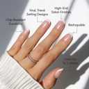 Glamnetic Press On Nails - Short Round Fake Nails, White French Tip Nails, She's A Pearl | 12 Sizes - 30 Nail Kit with Glue | Gift for Mom
