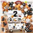 291 PCS Born 2 Ball Birthday Decorations, All-in-One Party Pack with Backdrop, Balloon, Plates and Napkins, for Ball Themed 2nd Birthday Party, Serves 25 Guests