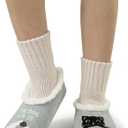 BomKinta Women's Boot Socks - Thick Boot Solid Crew Socks - Warm Cozy Soft Calf Sock 10 Pairs Size 5-11 (Beige)