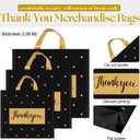 Gueevin 200 Pcs Thanks Bags with Handle Bulk Thank You Merchandise Bags 3 Size Plastic Packet Retail Shopping Package for Boutique 9 x 12'', 12 x 14'', 13 x 15''(Black and Gold)