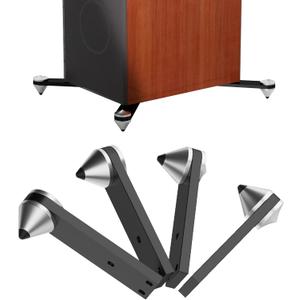 Preffair Speaker Isolation Feet Speaker Floor Protector Sound Dampening Anti Vibration Base Non-Slip Stand Shock Absorber Shockproof Spike Bracket for Bookshelves,Floor Boxes,Speakers,Power (Aluminum)