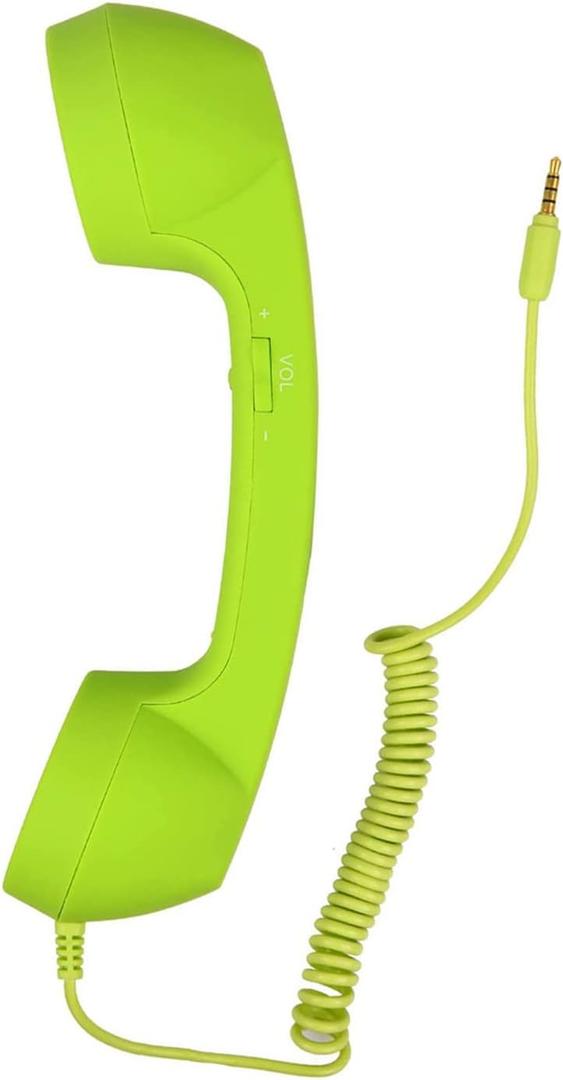 Retro 3.5mm Telephone Handset Cell Phone Receiver Mic Microphone Speaker for iPhone iPad Mobile Phones Cellphone Smartphone (Green)