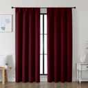 Simplebrand Ava Burgundy Blackout Curtains for Bedroom 72 Inch Length 2 Panels Set, Privacy Thermal Insulated Rod Pocket Window Curtains for Patio French Door Front Door, W40 x L72 Inch