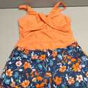 Women Tankini Swimsuits with Shorts - Two Piece Tummy Control Bathing Suits Top with Two Pockets Bottom Swimwear (Orange, L)