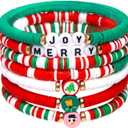 Artlunar 6 Pack Christmas Bracelets: Joy & Merry Candy-Style Stacks for Women & Teens - Perfect Christmas Gifts - Age 3 to Adult