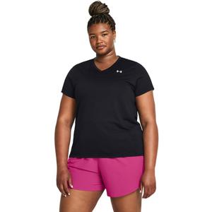 Under Armour Womens Tech Short Sleeve V Neck, Small, Black