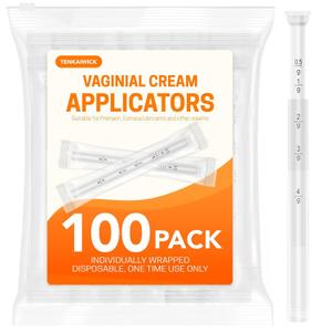100 PACK Disposable Vaginal Suppository Applicator for Women, Fits Most Lubricants Creams Gels Pills Tablet Suppositories, Threaded End, Soft & Small Tip, with Dosage Markings, Individually Wrapped