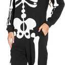 GRAJTCIN Adult Skeleton Costume Halloween Glow in the Dark Skeleton costume Hoodies Onesies (S)