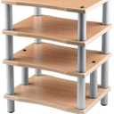 Monolith by Monoprice Heavy Duty 4 Tier Audio Stand XL 1 inch Shelf Thickness Maple, X-Large