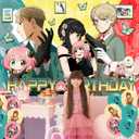 Spy Family Birthday Party Decoration,Anime Party Photo Background 5 x 3 FT and 18 Pcs Balloon,Anime Merch Party Backdrop Supplies
