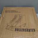 jessie PU Leather Roller Skates Roller Skates for Women Outdoor and Indoor Adjustable Four-Wheel Premium Roller Skates for Women Men Boys and Girls (Black Wheel, Women's 6/ Youth 5)