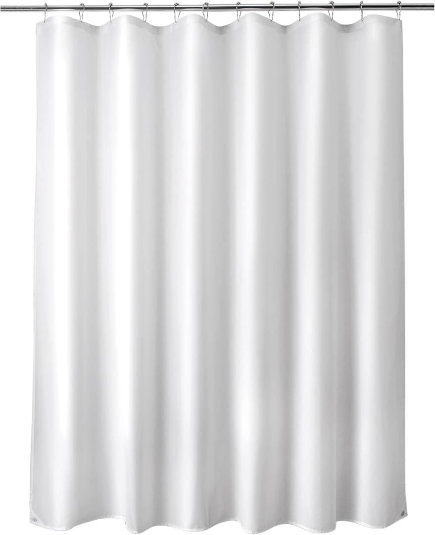 Titanker Extra Long Shower Curtain Liner Washable, 72 x 84 Inches, White Shower Liner Fabric with 2 Magnets, Waterproof Bathroom Long Shower Liner Polyester Soft Lightweight, White
