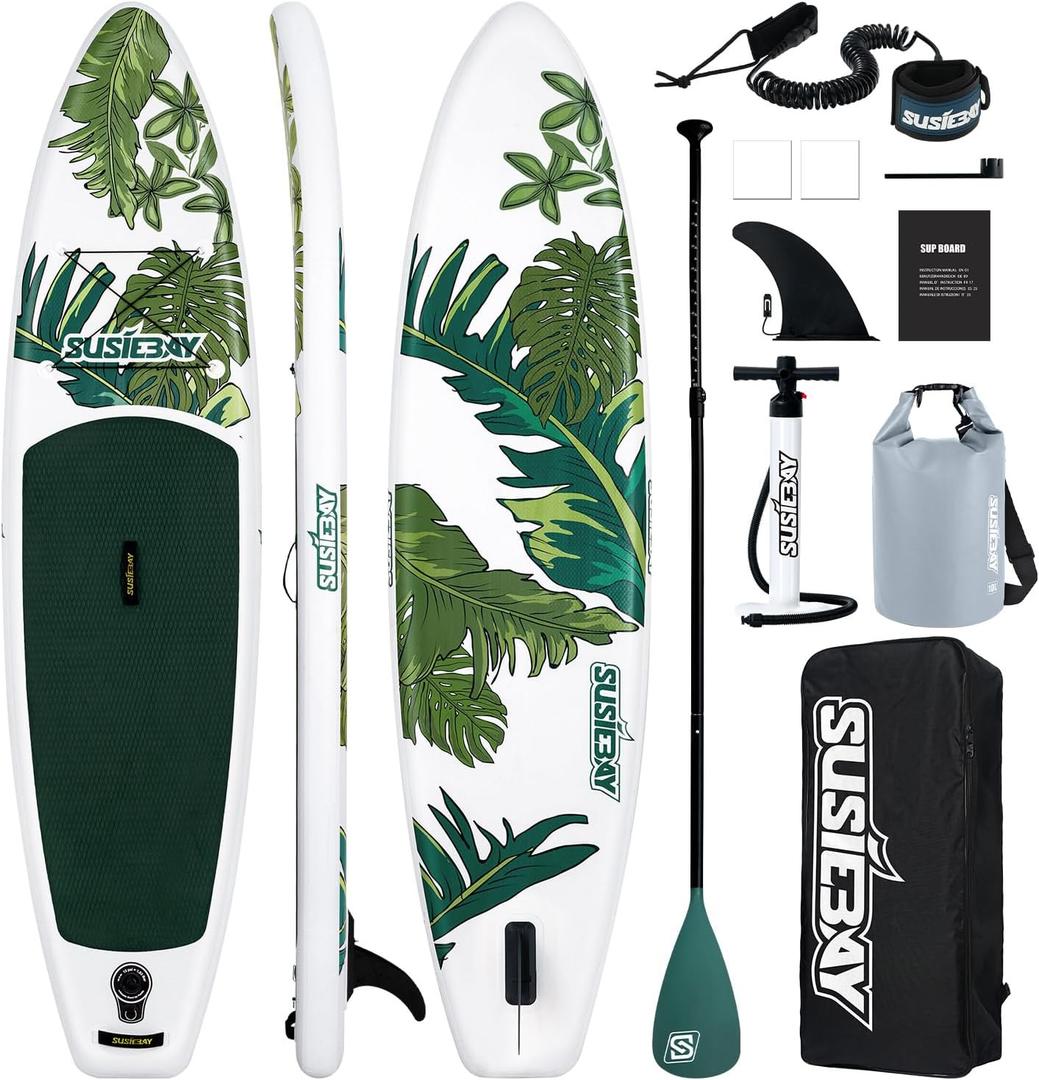 Inflatable Stand Up Paddle Board, 11ft 106 Paddle Board for Adults & Youth, Durable SUP Accessories with Non-Slip Deck, Dual Hand Pump,10L Dry Bag,108L Backpack