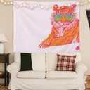 ignytiger Orange Tiger Wall Tapestry, Trendy Preppy Room Decor Tapestry Wall Hanging for Teen Girls Bedroom Dorm Apartment, Girly Room Decor, Preppy Gifts for Women, 50x60 Inch