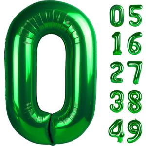 2 x Green Helium Number Balloon 40 Inch, Giant Foil Green Number 0 Birthday Balloons, Large Numbers 10 20 30 40 50 60 70 80 90 100 2025, Party Celebration Supplies Decorations