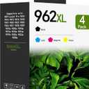 962XL Ink Cartridges Combo Pack (4-Pack, Black/Cyan/Magenta/Yellow) Replacement for HP 962XL 962 Ink Cartridge OfficeJet Pro 9010 9010e 9015 9015e 9018 9018e 9020 9022 9025e Printer