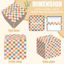Retro Leather Tissue Box Holder Colorful Checkerboard Tissue Box Cover Facial Paper Case Organizer Cube Napkin Dispenser for Bathroom Vanity Countertop Night Stand Office Car