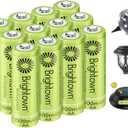 Brightown 12-Pack Rechargeable AA Batteries - 1000mAh 1.2V NiMH High Capacity Batteries - Ideal for Solar Lights & Home Devices, Recharge up to 1000x Times, Pre-Charged