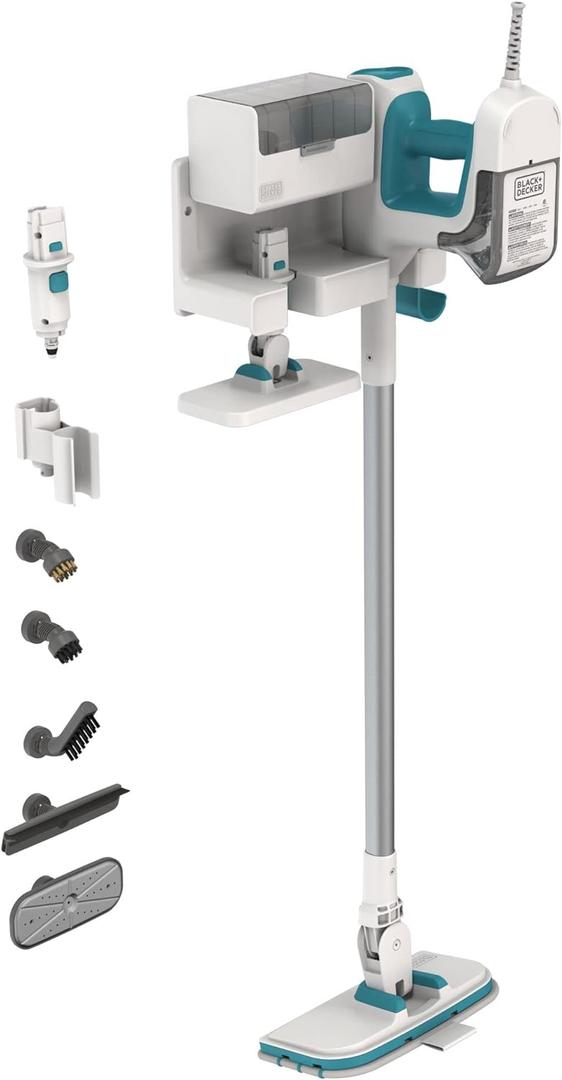 BLACK+DECKER Steamer, 7 Attachments for Multipurpose Cleaning, Includes Storage Wall Mount (BHSM15FX10)