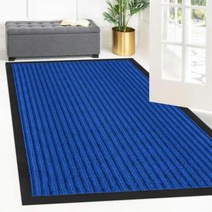 Neiza Front Door Mat Indoor Outdoor Entrance 60"x36", Heavy Duty Ribbed Non Slip Mat, Absorbent Dirt Moisture Trapper Waterproof Rubber Backing Doormats, Low Profile Washable Front Doormat, Blue