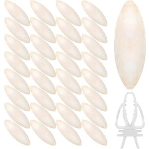 40 Pcs Cuddle Bone Cuttlefish Bone 3.0" to 3.5" Cuttlebone for Birds with 1 Parakeet Cuttlebone Holder Bird Cage Food Clip, Parakeet Toys Chew Toy for Birds Parrots Cockatiels Budgie Snails Reptiles