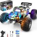 Rcjoyou Remote Control Car, 2WD Off-Road Rc Truck, 20 KM/H All-Terrain RC Cars with Headlights & Body Lights, 2.4GHz, 2 Batteries, Remote Control Car for Boys 4-7 8-12, Gift Toys for Boys Girls