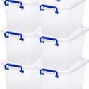 6-Pack Clear Storage Box 7 Quart, Plastic Storage Latch Bins with Handle 6.5 Liter