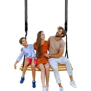 Taeku Adult Tree Swing, Hanging Beech Wood Swings with Adjustable Rope Garden Chair Seat Swing for Indoor Outdoor (26''x12'')