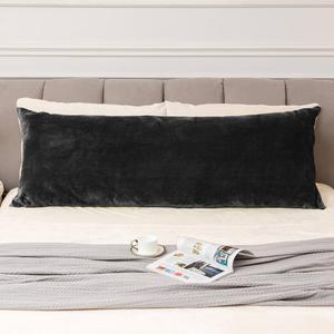 Body Pillowcase - Fleece Flannel Pillow Case Cover w/ Envelope Closure - Long Body Pillow Cover for Sleeping & Side Sleepers - Super Soft, Fluffy, Plush, Comfy & Cozy - Machine Washable - 20x54, Black