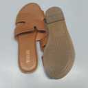Yozuru Womens Flat Sandals Open Toe Dressy Summer Sandals Comfortable Casual Slip on Leather Slides Sandals for women, 7, Brown