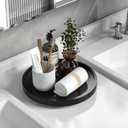 VeyFey Turntable Vanity Tray 10 Inch for Perfume Candle, Bamboo Kitchen Sink Countertop Organizer Keep Glass, Sponge and Soap Bathroom Coffee Table Decorative Black (VFLZ)