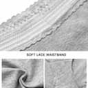 OLIKEME Cotton Underwear for Women Mid-High Waisted Lace Band Lady Panties No Show Breathable Hipster Briefs 6Pack (M)