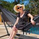 SUNCREAT Extra Large Double Hanging Hammock for Camping, Hammocks for Outside 2 Person Heavy Duty, Dark Gray with Tassels