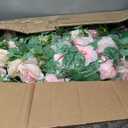 Dolicer 2Pcs 13Ft Artificial Eucalyptus Garlands with Flowers - 8 Roses, Faux Floral Greenery Garlands Fake Flowers Vines for Wedding Table Centerpieces Arch Party Ceremony Backdrop Decor (Pink)