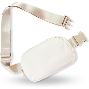 Boutique Belt Bag | Crossbody Fanny Pack for Women Fashionable Cute Mini Everywhere Bum Hip Waist Small Fashion Travel Chest Gold Accessories Adjustable Extended Strap Cream