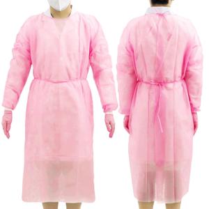 JMU 10 Pack Disposable Isolation Gowns Pink, Polypropylene Medical Gowns Long with Knitted Cuffs, Length 47.24" (One size)