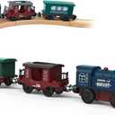 Battery Operated Train for Wooden Track, 3Pcs Motorized Train Toy for 3 4 5+Years Old Boy Girl Toddlers, Electric Trains Compatible with Thomas & Friends, Brio and Chuggington