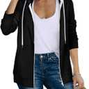 Saloogoe Lightweight Zip Up Hoodies for Women Hooded Sweatshirts Long Sleeve Thin Jacket with Zipper (Small, 01-black)