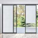 Threehoney 2 Pcs 35 x 110 Inches Temporary Blinds No Tools Cut to Size Fabric Paper Shades Adhesive Privacy Blinds for French Door Sliding Door Window Light Filtering Pleated Shades