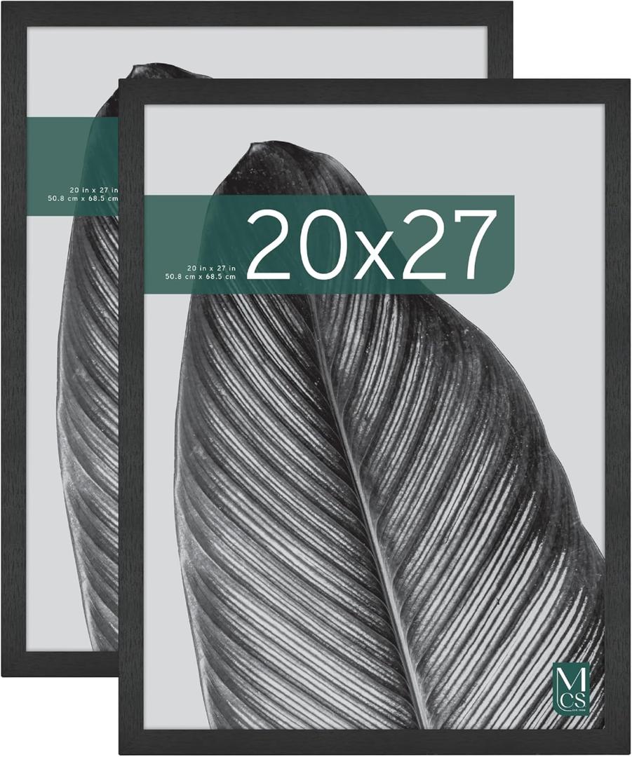 MCS Studio Gallery 20x27 Poster Frame Black Woodgrain, Vertical & Horizontal Wall Hanging Large Picture Frame for Photos, Posters & Art Prints (2-Pack)