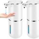 2 Pack Automatic Soap Dispenser,Automatic Liquid Soap Dispenser Touchless,12.8oz/380ml USB Rechargeabled Wall Mounted Smart Soap Dispensers for Bathroom Kitchen Dish Soap (White)